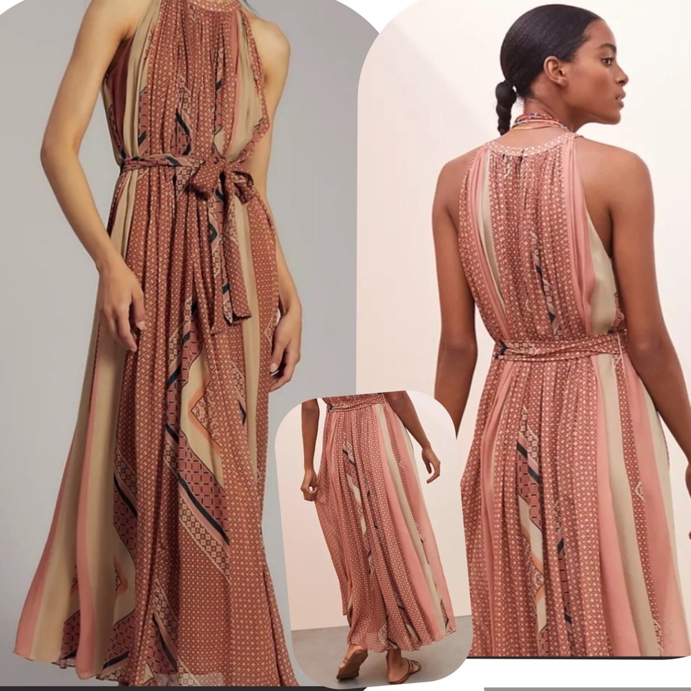 Nikita Mhaisalkar Abstract Halter Maxi Dress NEUTRAL MOTIF 3X